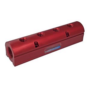 Manifold, Red Aluminum (4) 3/8" Ports & 1"Inlets Smartflow# 8SA-4-3-2-Y
