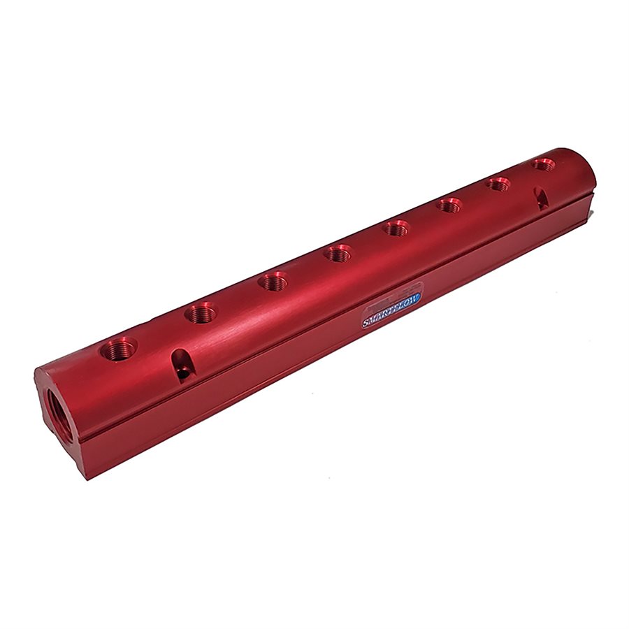 Manifold, Red Aluminum (8) 3/8" Ports & 3/4"Inlets Smartflow 6SA832Y